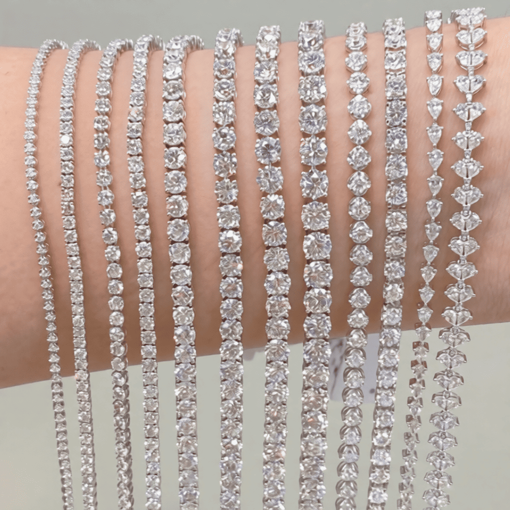 Bracciale Tennis con Diamanti Taglio Smeraldo a Gradino