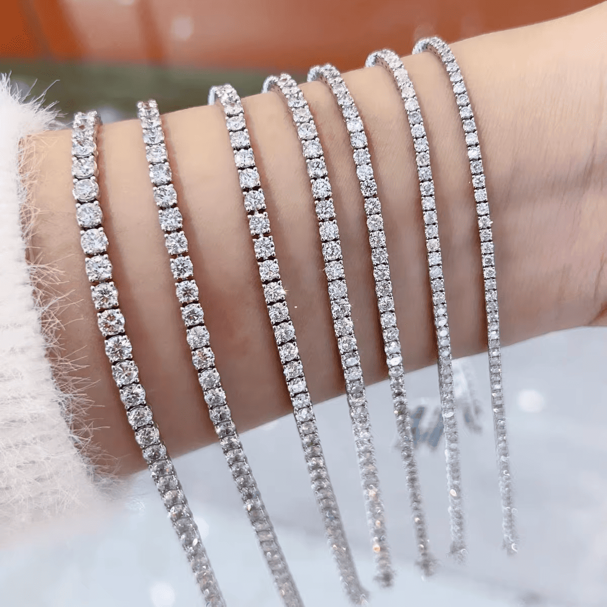 Bracciale Tennis Taglio Ovale in Oro Bianco